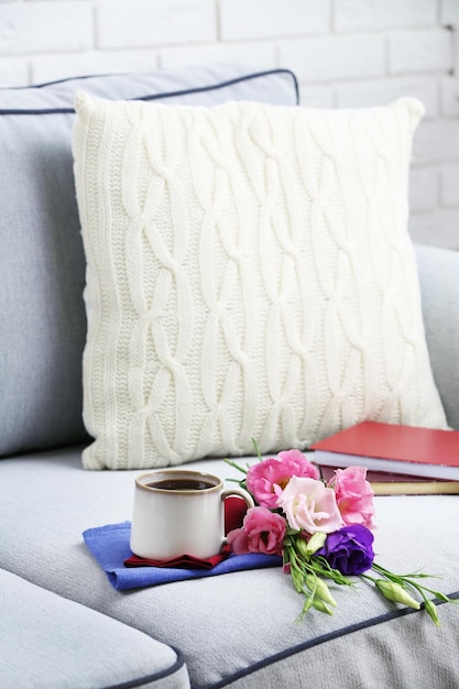 Customer testimonial embroidered pillow